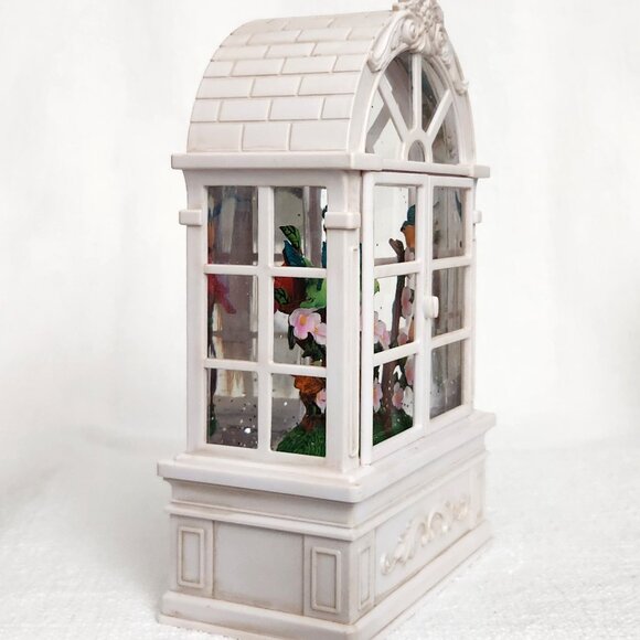 Birds on Flower Blossoms in Aviary LED Light Up Glitter Water Lantern Snow Globe - Picture 7 of 13